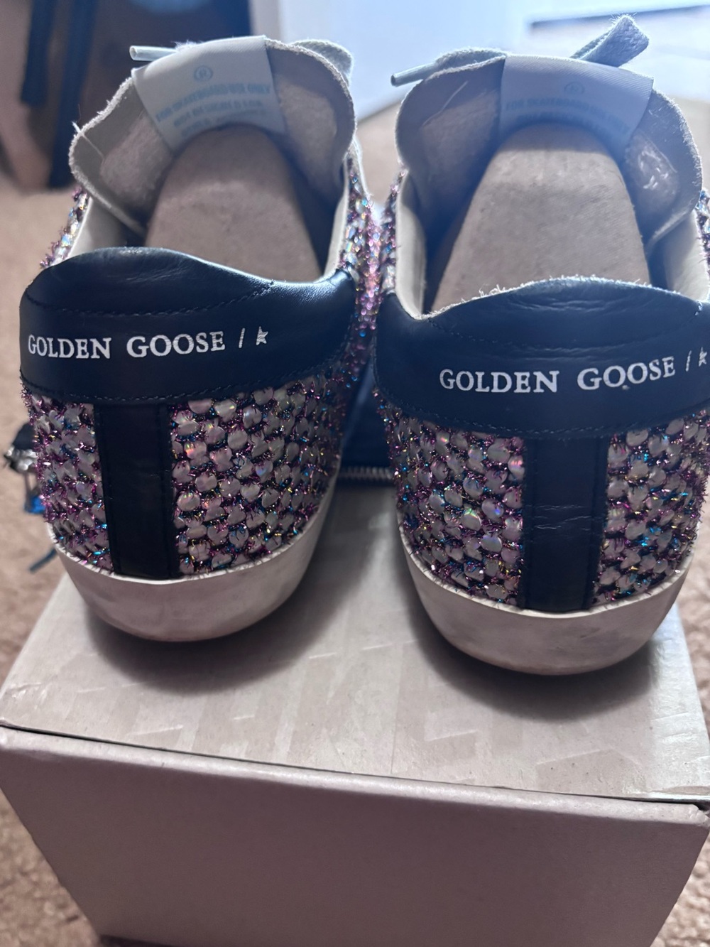Golden Goose Grey Suede Sneakers with Iridescent Mesh Panels and Black Star - Picture 5 of 8